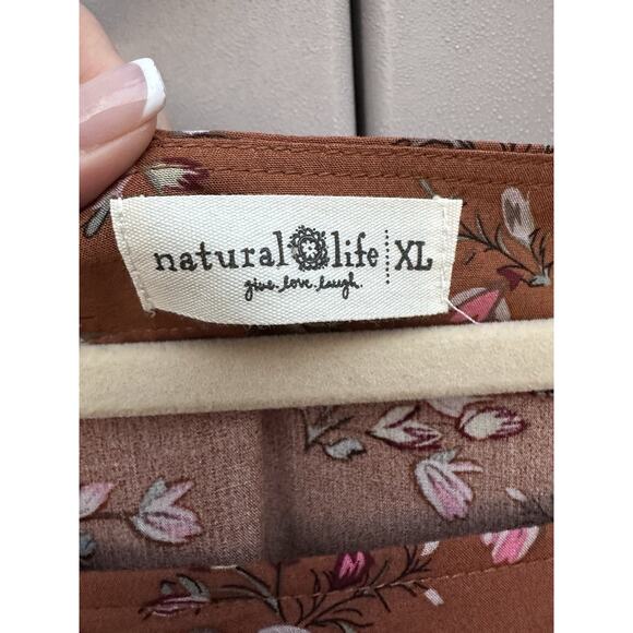 Natural Life Women's Berkley Maxi Dress Brown Bouquets XL Cottagecore Bohemian - Picture 9 of 14